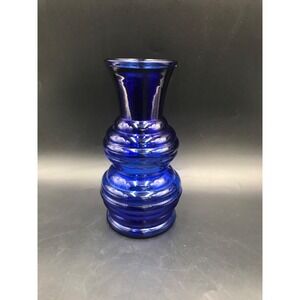 Cobalt Light Blue Double Beehive Vase 8.5" Marked USA 3 Vintage